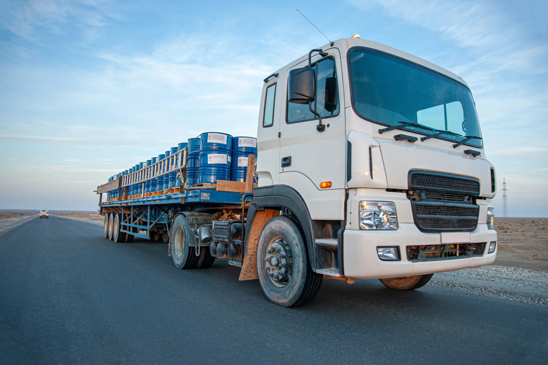 Transport trucks on the road
